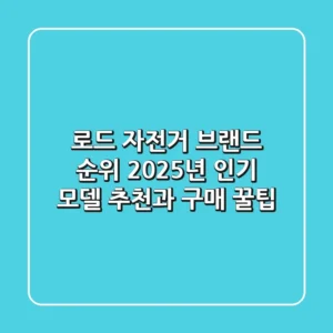 로드 자전거 브랜드 순위 2025년 인기 모델 추천과 구매 꿀팁