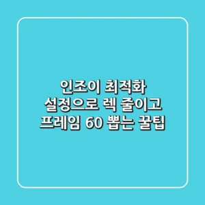 인조이 최적화 설정으로 렉 줄이고 프레임 60 뽑는 꿀팁
