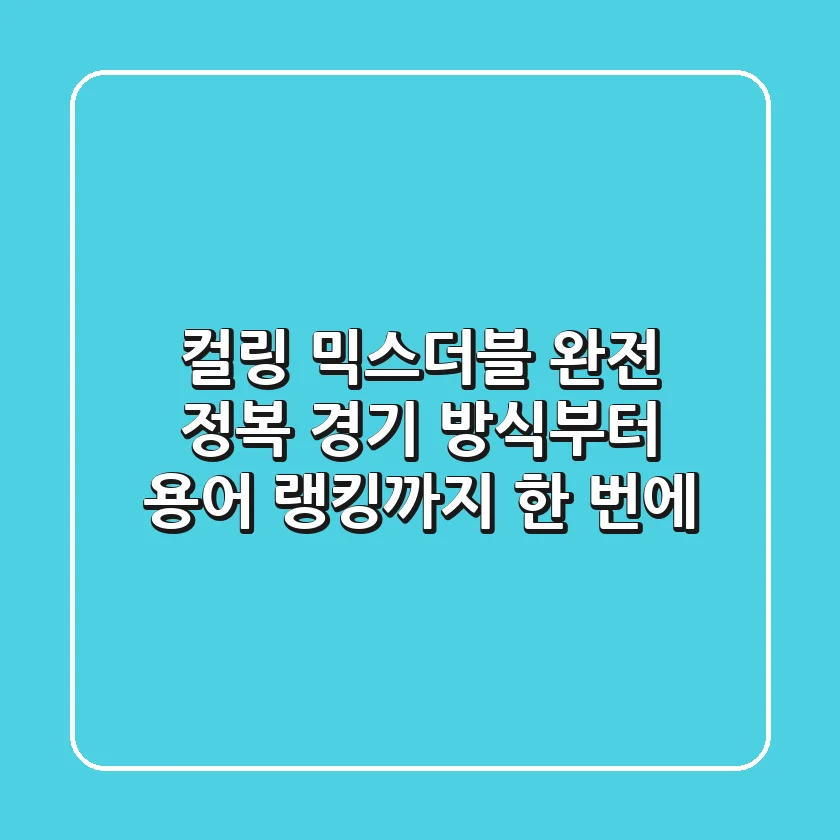 컬링 믹스더블 완전 정복! 경기 방식부터 용어, 랭킹까지 한 번에!