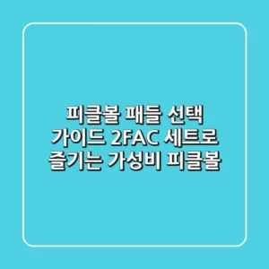피클볼 패들 선택 가이드: 2FAC 세트로 즐기는 가성비 피클볼