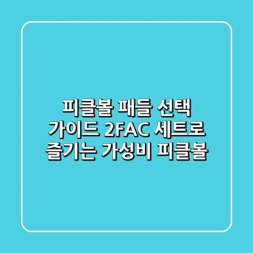 피클볼 패들 선택 가이드: 2FAC 세트로 즐기는 가성비 피클볼