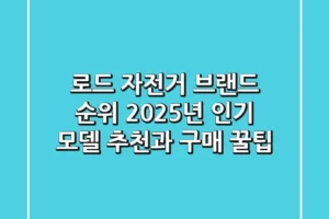 로드 자전거 브랜드 순위 2025년 인기 모델 추천과 구매 꿀팁