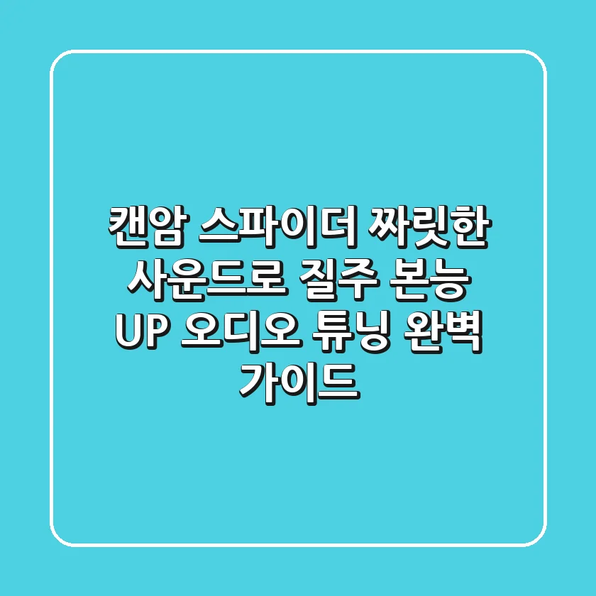 캔암 스파이더, 짜릿한 사운드로 질주 본능 UP! 오디오 튜닝 완벽 가이드