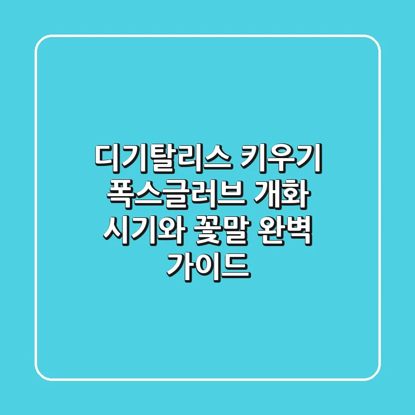 디기탈리스 키우기: 폭스글러브 개화 시기와 꽃말 완벽 가이드