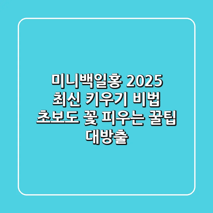 미니백일홍, 2025 최신 키우기 비법: 초보도 꽃 피우는 꿀팁 대방출!