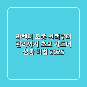 라벤더 모종 선택부터 관리까지: 초보 가드너 성공 비법 2025