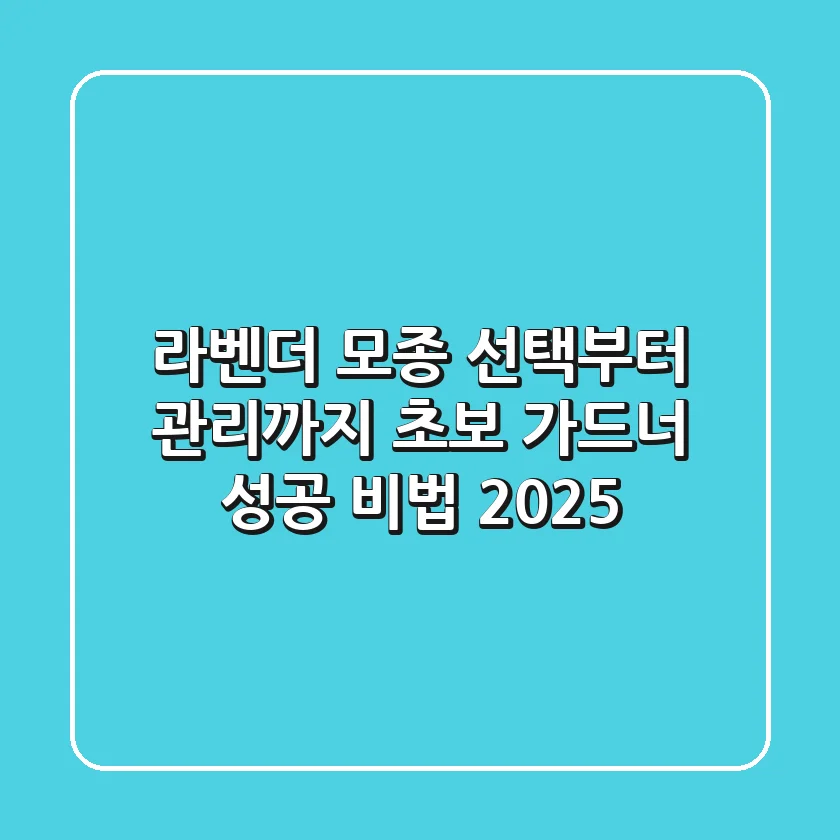 라벤더 모종 선택부터 관리까지: 초보 가드너 성공 비법 2025