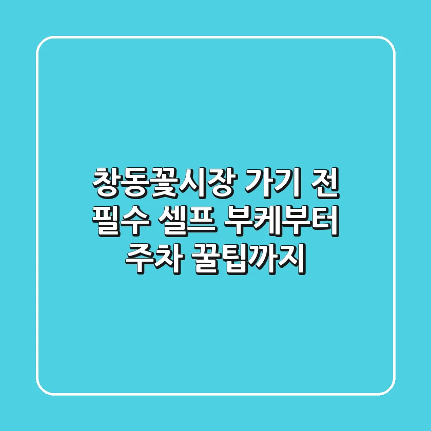 창동꽃시장 가기 전 필수! 셀프 부케부터 주차, 꿀팁까지