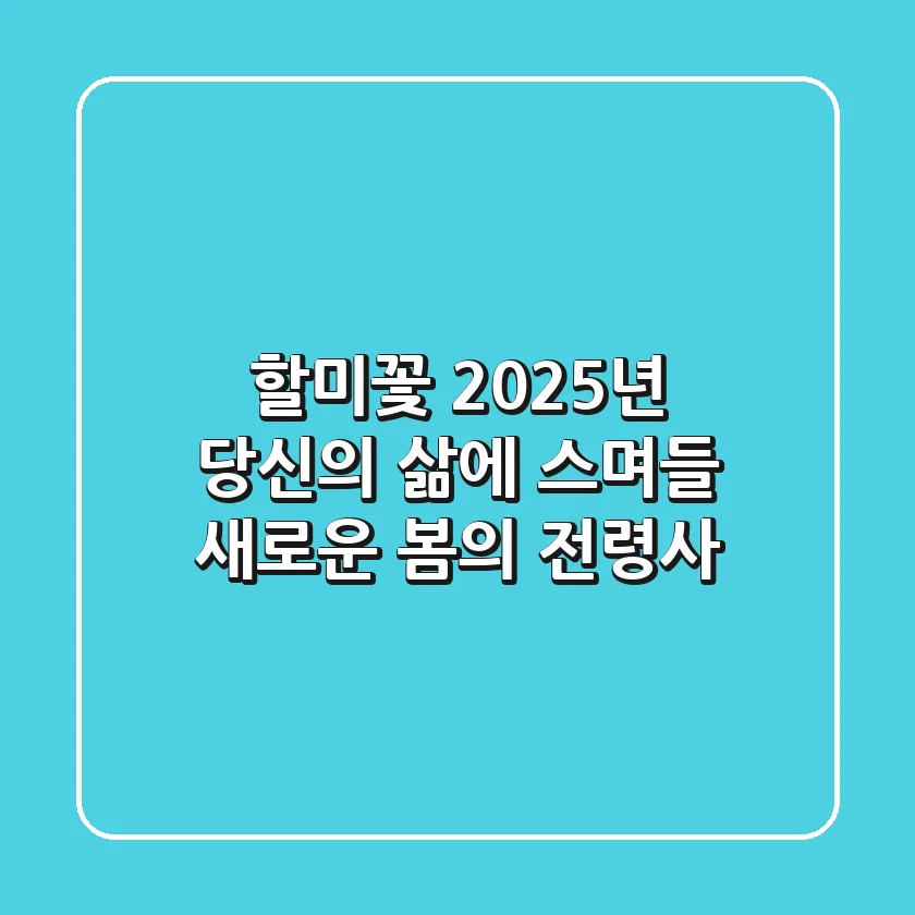 할미꽃, 2025년 당신의 삶에 스며들 새로운 봄의 전령사