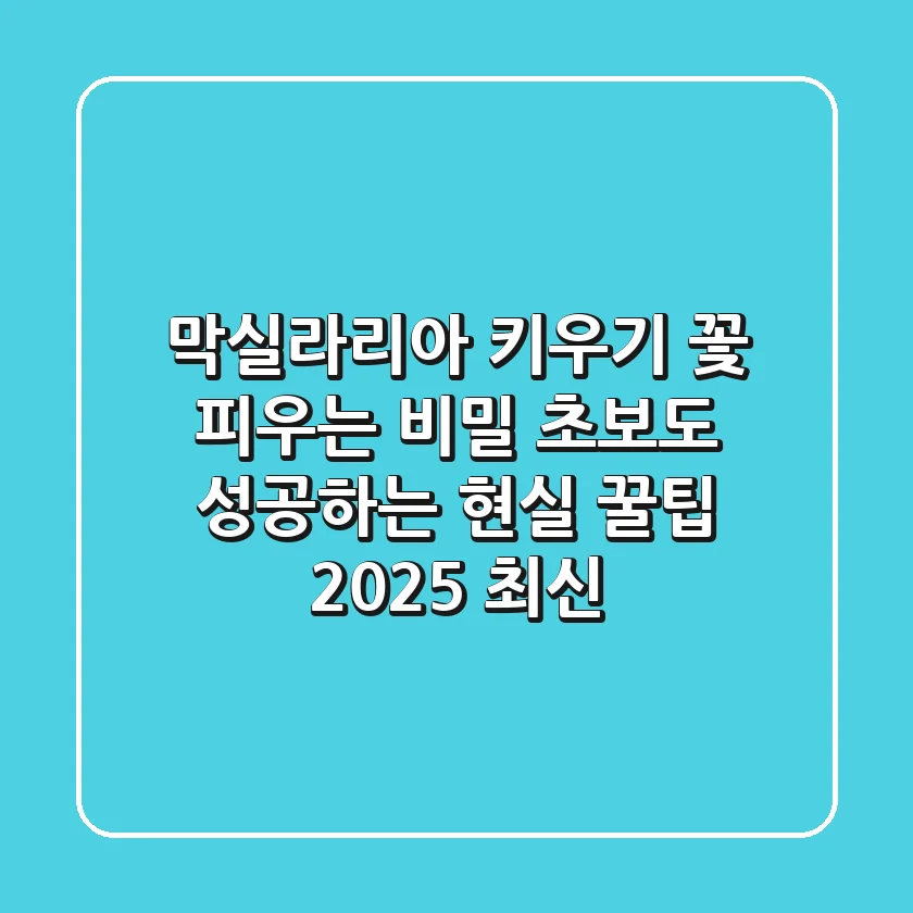 막실라리아 키우기, 꽃 피우는 비밀: 초보도 성공하는 현실 꿀팁 (2025 최신)
