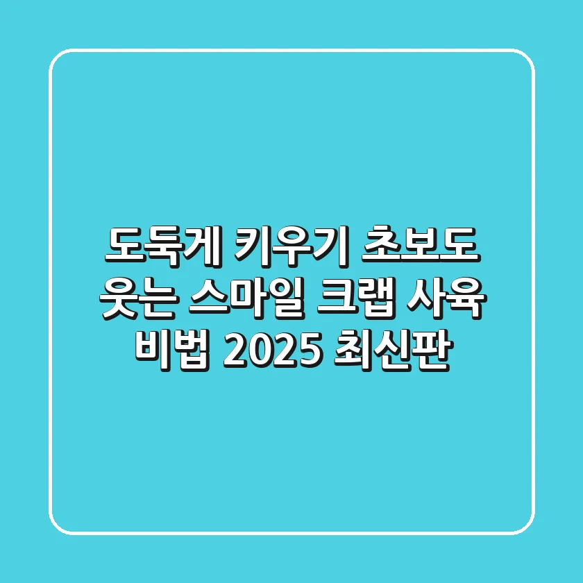 도둑게 키우기: 초보도 웃는 스마일 크랩 사육 비법 (2025 최신판)