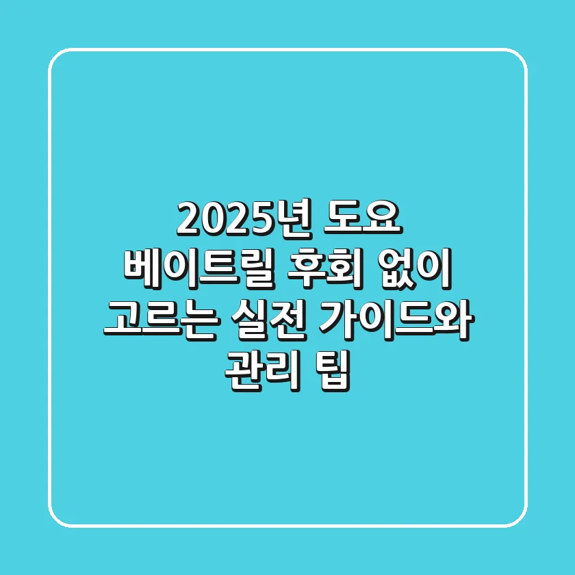 2025년 도요 베이트릴, 후회 없이 고르는 실전 가이드와 관리 팁