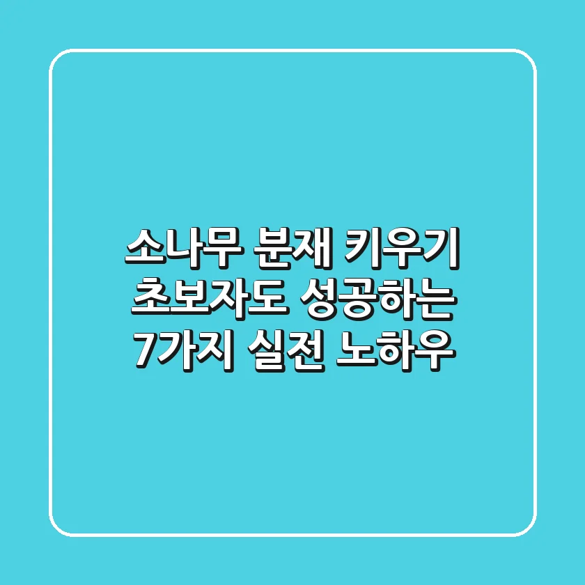 소나무 분재 키우기, 초보자도 성공하는 7가지 실전 노하우