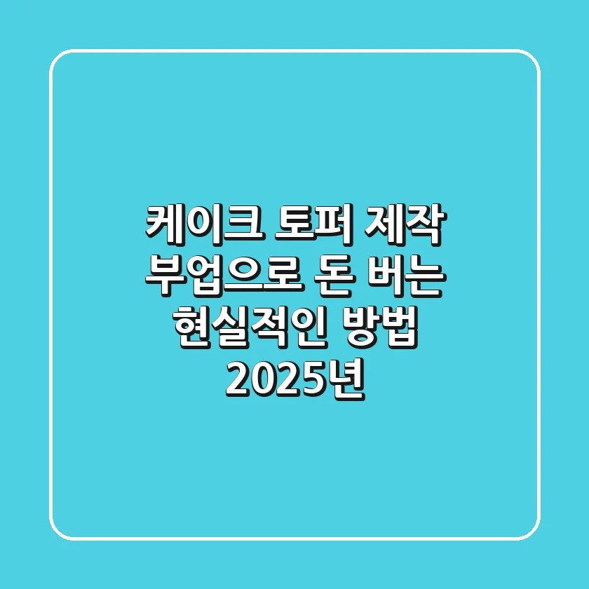 케이크 토퍼 제작, 부업으로 돈 버는 현실적인 방법 (2025년)