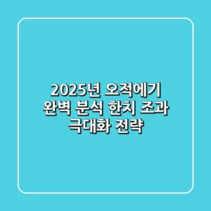2025년 오적에기 완벽 분석: 한치 조과 극대화 전략