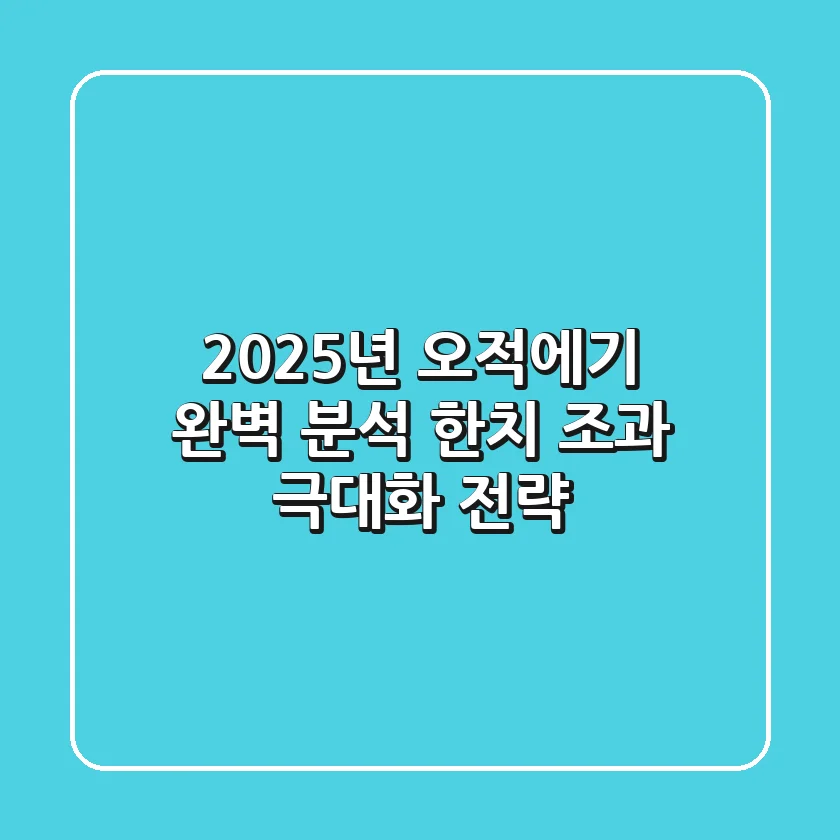 2025년 오적에기 완벽 분석: 한치 조과 극대화 전략