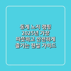동계 노지 캠핑, 2025년 가장 따뜻하고 안전하게 즐기는 현실 가이드