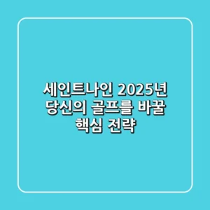 세인트나인, 2025년 당신의 골프를 바꿀 핵심 전략