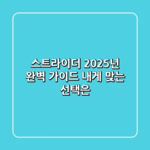 스트라이더: 2025년 완벽 가이드! 내게 맞는 선택은?