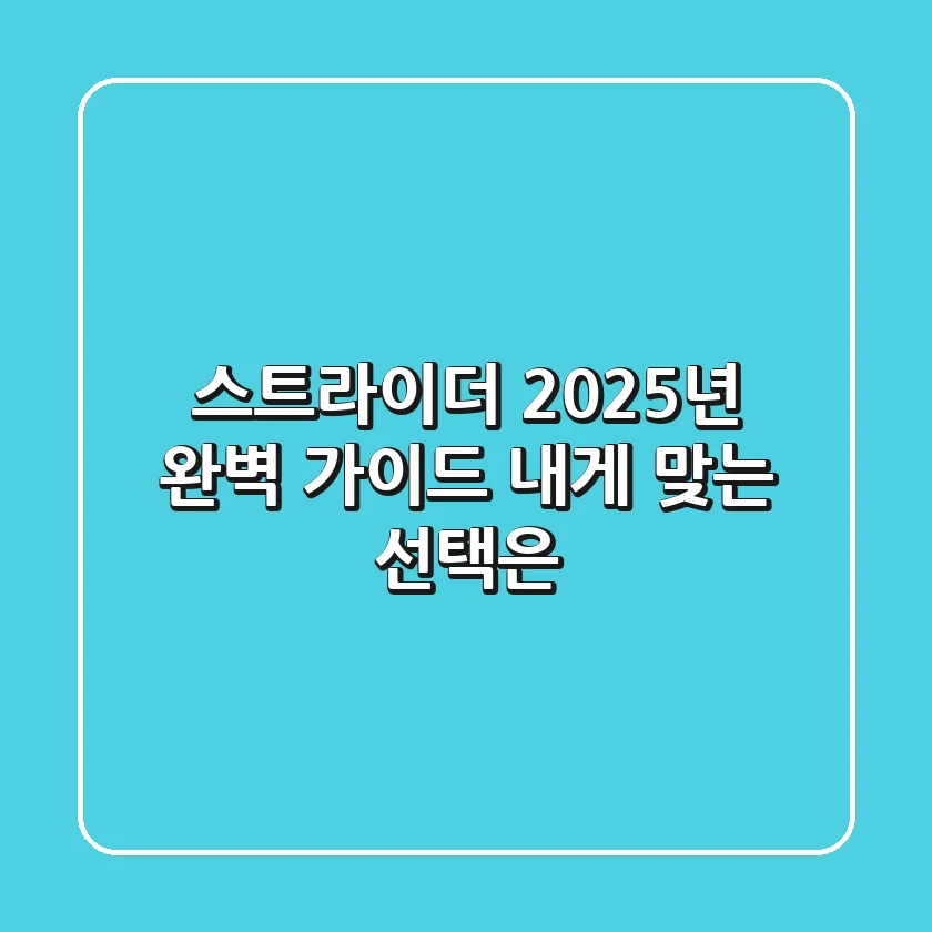 스트라이더: 2025년 완벽 가이드! 내게 맞는 선택은?