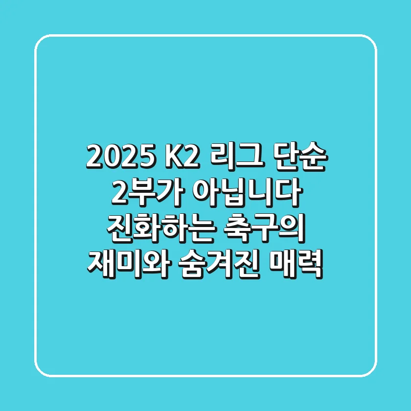 2025 K2 리그: 단순 2부가 아닙니다! 진화하는 축구의 재미와 숨겨진 매력