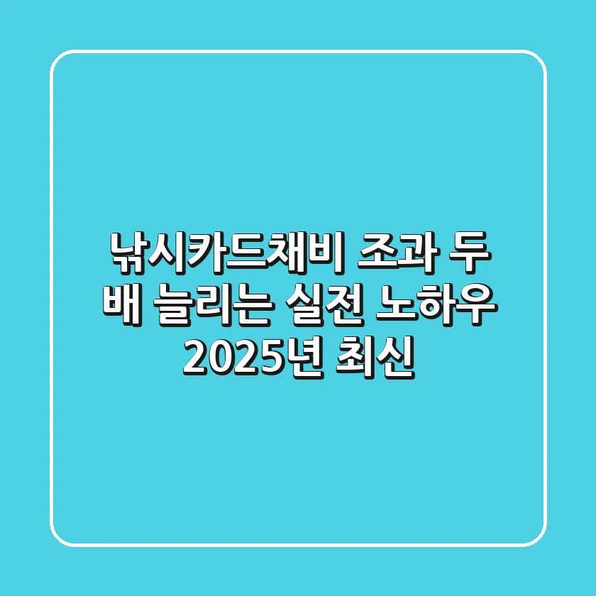 낚시카드채비, 조과 두 배 늘리는 실전 노하우 (2025년 최신)