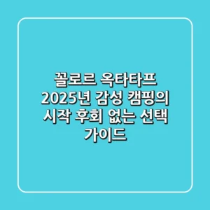 꼴로르 옥타타프: 2025년 감성 캠핑의 시작, 후회 없는 선택 가이드