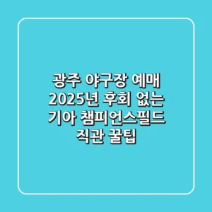 광주 야구장 예매, 2025년 후회 없는 기아 챔피언스필드 직관 꿀팁