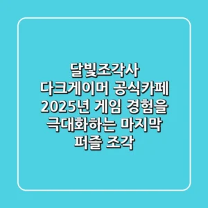 달빛조각사 다크게이머 공식카페, 2025년 게임 경험을 극대화하는 마지막 퍼즐 조각