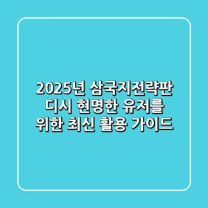 2025년 삼국지전략판 디시, 현명한 유저를 위한 최신 활용 가이드