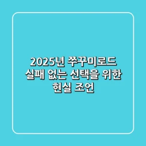 2025년 쭈꾸미로드, 실패 없는 선택을 위한 현실 조언
