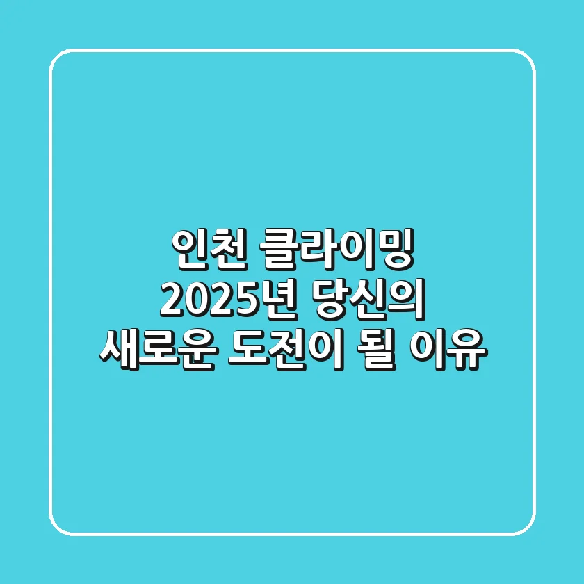 인천 클라이밍, 2025년 당신의 새로운 도전이 될 이유