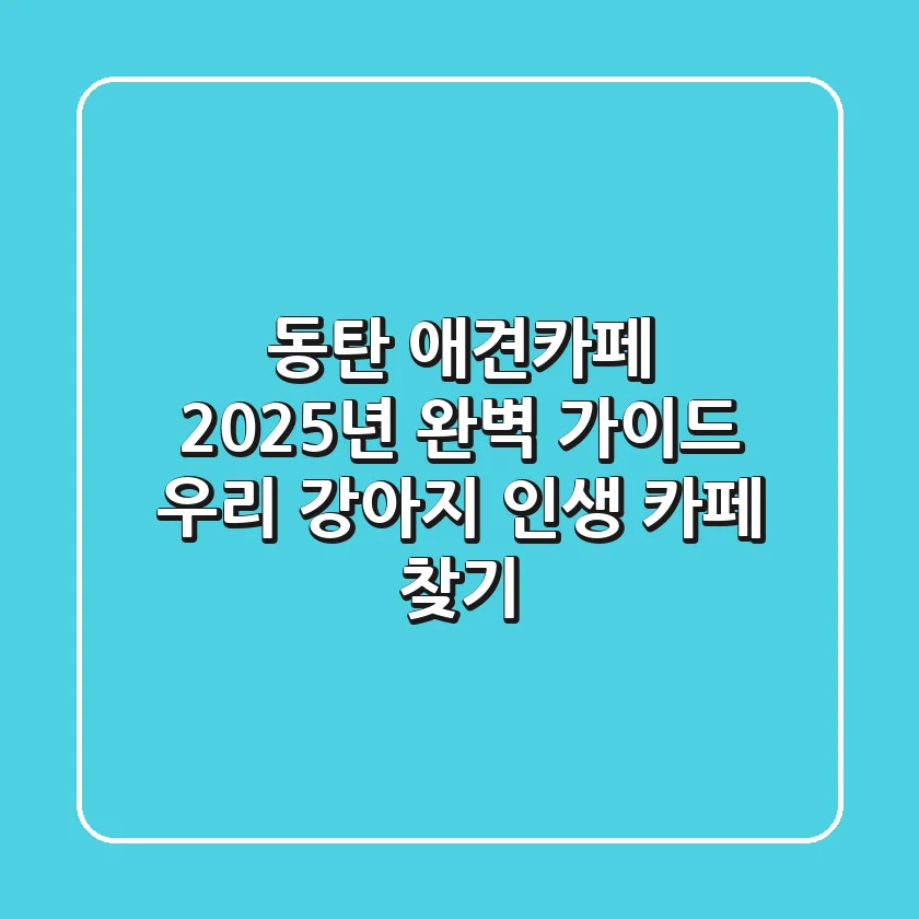동탄 애견카페, 2025년 완벽 가이드: 우리 강아지 인생 카페 찾기!