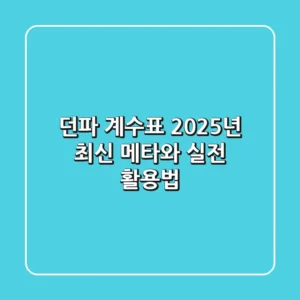 던파 계수표, 2025년 최신 메타와 실전 활용법