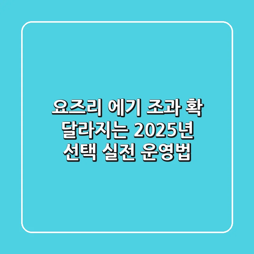 요즈리 에기, 조과 확 달라지는 2025년 선택 & 실전 운영법!
