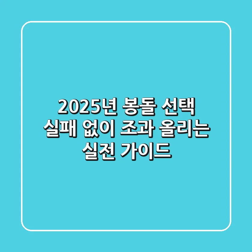 2025년 봉돌 선택, 실패 없이 조과 올리는 실전 가이드