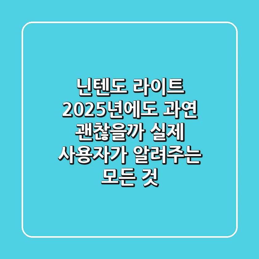 닌텐도 라이트, 2025년에도 과연 괜찮을까? 실제 사용자가 알려주는 모든 것