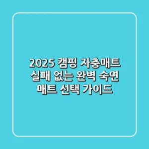 2025 캠핑 자충매트: 실패 없는 완벽 숙면 매트 선택 가이드