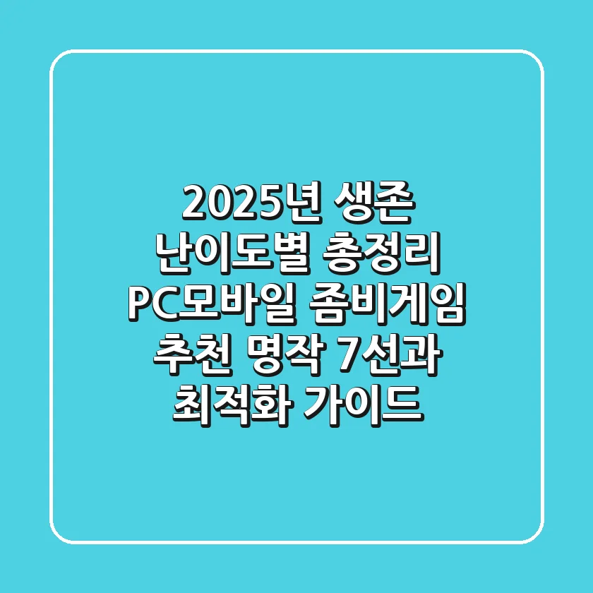 "2025년 생존 난이도별 총정리", PC·모바일 좀비게임 추천 명작 7선과 최적화 가이드