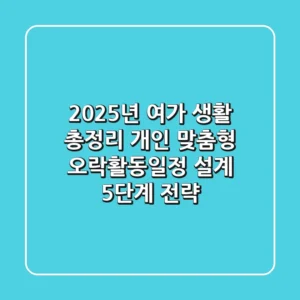 "2025년 여가 생활 총정리", 개인 맞춤형 오락활동일정 설계 5단계 전략