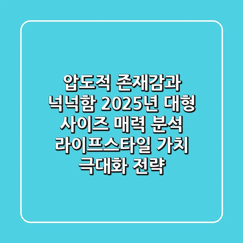 "압도적 존재감과 넉넉함", 2025년 대형 사이즈 매력 분석: 라이프스타일 가치 극대화 전략