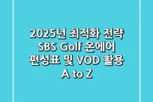 “2025년 최적화 전략”, SBS Golf 온에어, 편성표 및 VOD 활용 A to Z