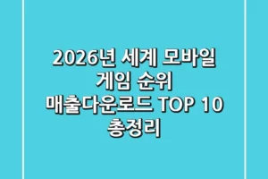 2026년 세계 모바일 게임 순위, 매출/다운로드 TOP 10 총정리!